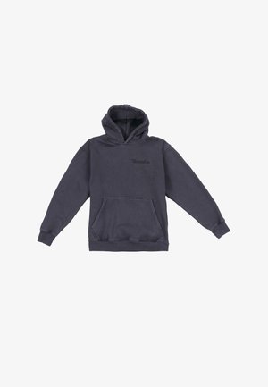 Felpa grigia con cappuccio realizzata in tessuto morbido, dotata di tasca a marsupio, polsini a costine e un logo discreto sul davanti.