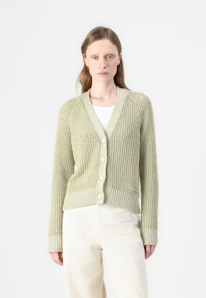 TEXTURE SWEATER CARDI - Gilet - tofu/lilac grey/olive
