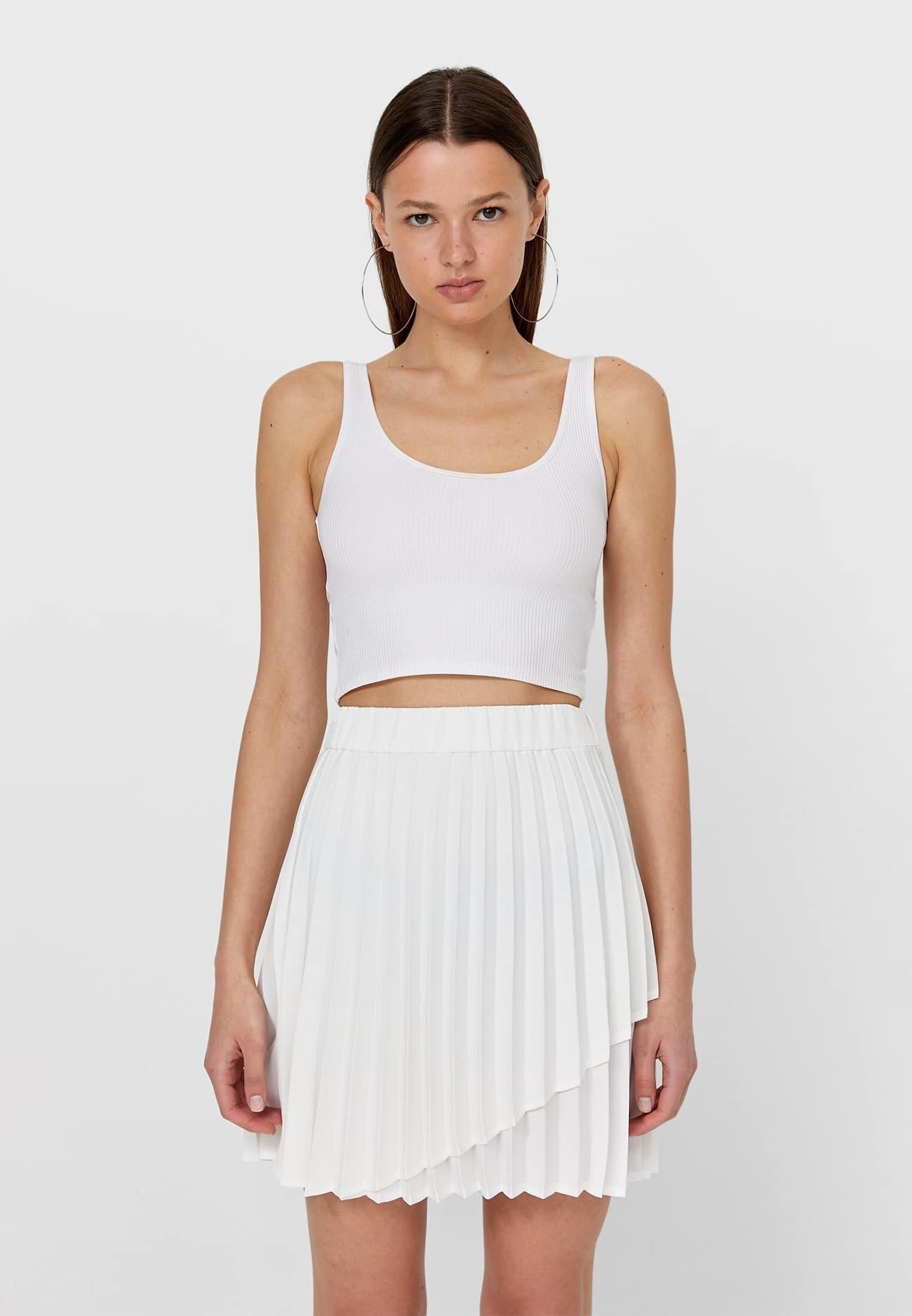 Stradivarius white pleated skirt Clearance