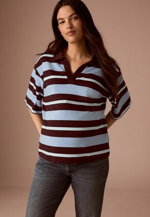 Next, MATERNITY SHORT SLEEVE STRIPED RUGBY TOP - T-shirt con stampa - blue brown