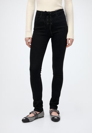 ONLY, ONLPOWER HW SK TIE LACE DNM - Дънки Skinny Fit - black
