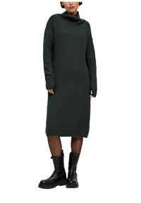 s.Oliver STEHKRAGEN - Strickkleid - olivgrün