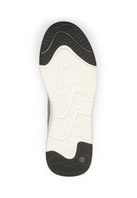 Podeszwa buta z teksturowaną czarną gumową podstawą oraz białą śródstopą z falistym wzorem i wytłoczonym logo "Marc O'Polo". Rozmiar 42.