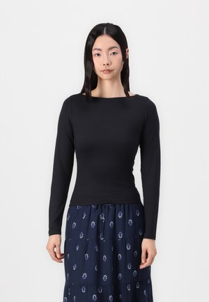 Soft Stretch Seamless Fabric Open-Back Top - Ilgarankovis viršutinės dalies drabužis - casual black