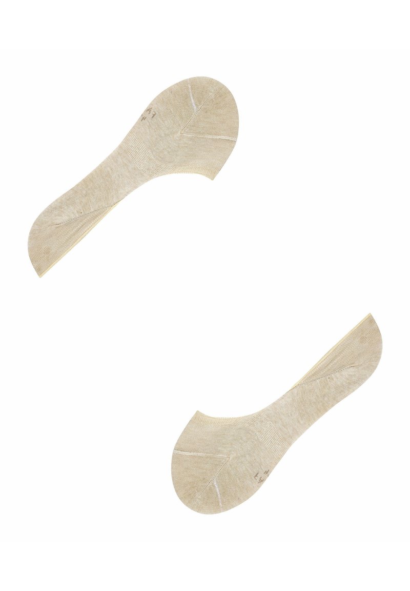 Beige Knöchelsocken aus strukturiertem Material mit einem tiefen Schnitt. Verfügt über glatte Kanten und eine verstärkte Ferse sowie Zehen für Langlebigkeit.