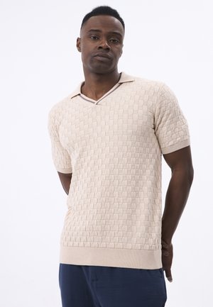 Felix Hardy, KNIT SHORT-SLEEVE SHIRT - Πόλο - beige