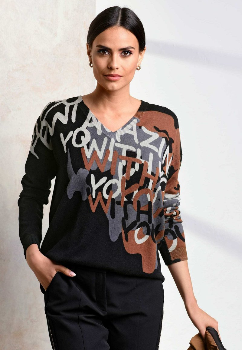 Damen Strickjacken | Alba Moda Strickpullover black/schwarz - XW12144 Damen Strickjacken | Alba Moda Strickpullover black/schwarz - XW12144