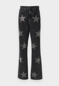 ONLRILEY STRAIGHT STAR STUD - Wide leg - washed black