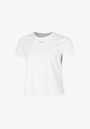 T-shirt atletica bianca realizzata in tessuto leggero e traspirante. Caratterizzata da maniche corte e dettagli traforati sulle spalle. Logo sul petto.