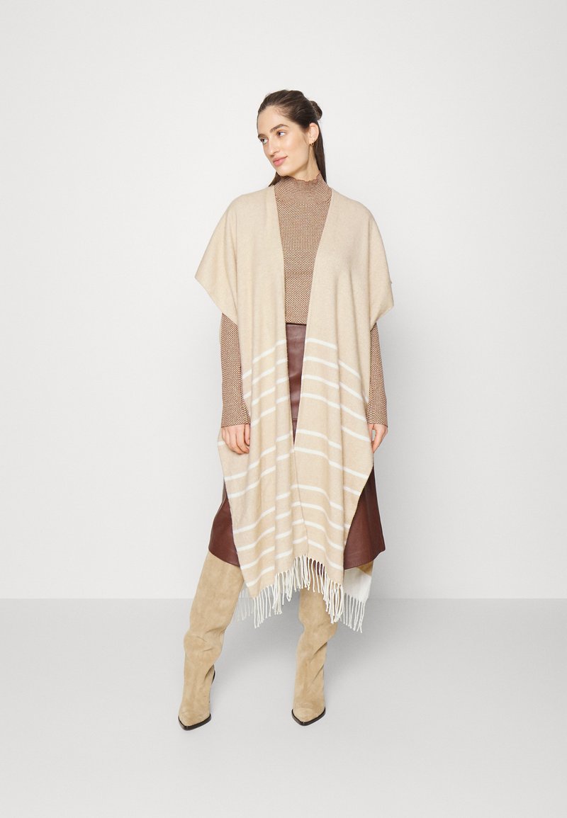 Damen Leichte Jacken | TWINSET GILET IN PANNO A RIGHE CON FRANGE Cape cuban sand/giglio/sand - PV27682 Damen Leichte Jacken | TWINSET GILET IN PANNO A RIGHE CON FRANGE Cape cuban sand/giglio/sand - PV27682