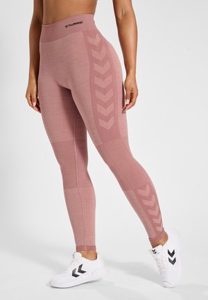 Hummel LCLEA SEAMLESS MID WAIST - Tights - woodrose rose taupe melange