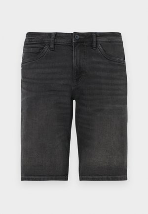 Sorte denimshorts med rett snitt, fem lommer og knappest sealing. Har lett falming og et robust tekstil.