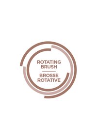 Circulair logo met de tekst "Rotating Brush" en "Brosse Rotative" in bruin, met concentrische cirkels in verschillende tinten.