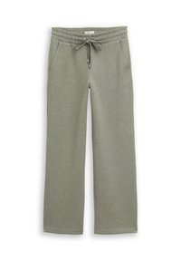 Lichtgroene sweatpants met brede pijpen, een elastische tailleband, verstelbare trekkoord en twee zijzakken. Soepele textuur, casual ontwerp.