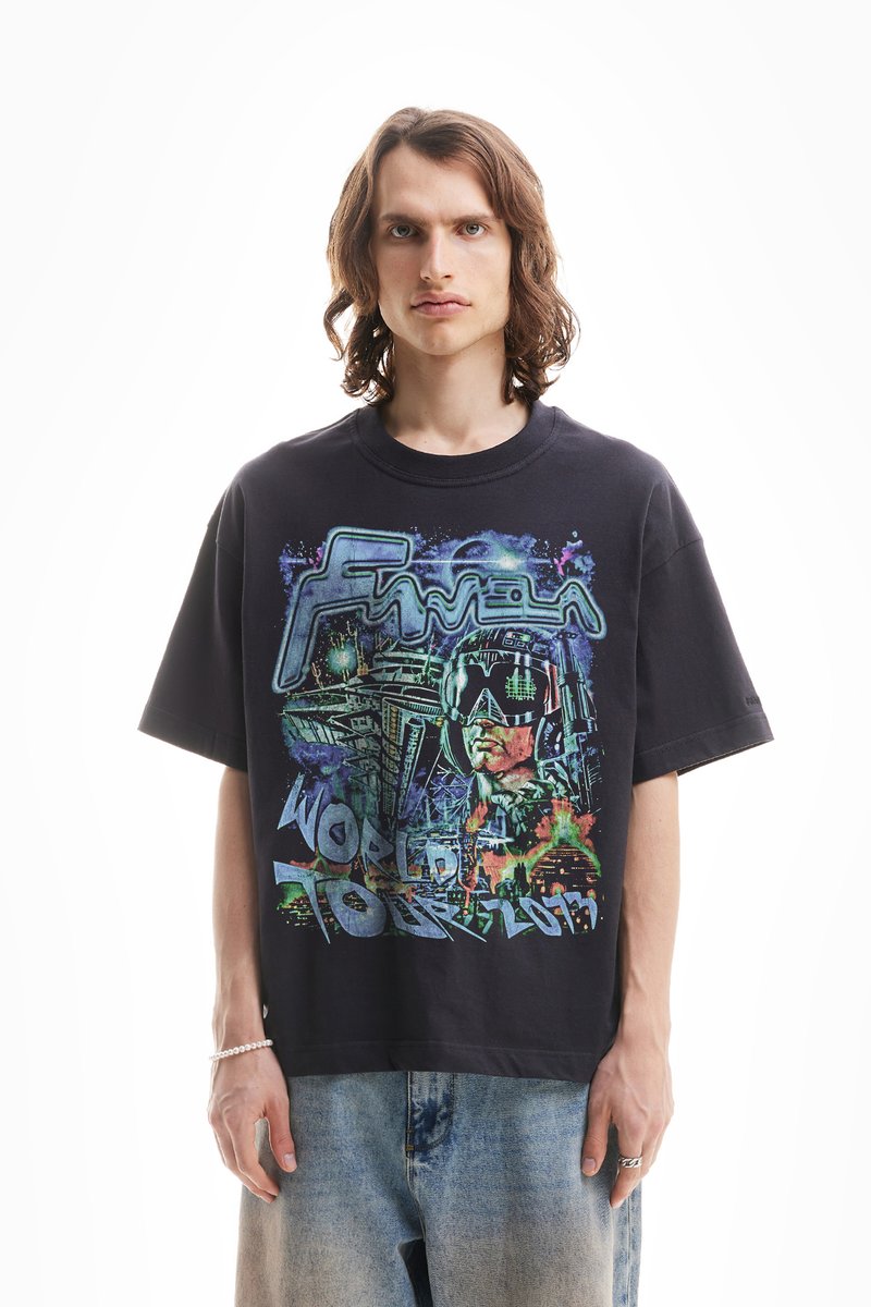 FAVELA - UNISEX - Marškinėliai su spaudiniu - vintage black, Padidinti