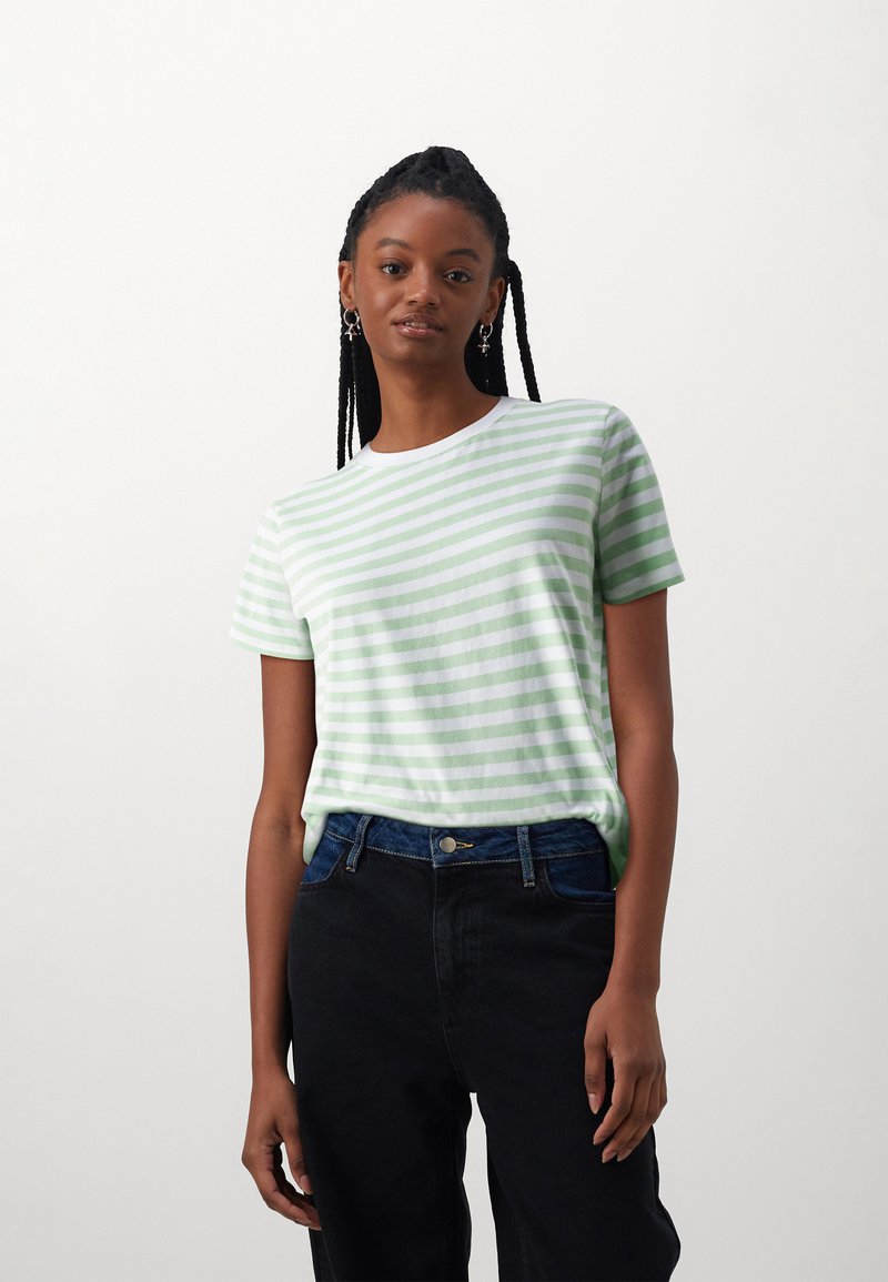 Pieces - PCRIA TEE STRIPES - T-shirt print - quiet green/bright white, Vergroten