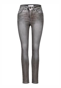 Tight jeans i en urtvättad grå ton, med knapp- och dragkedja, femfickorsdesign och subtil glans. Tillverkad av denimtyg.