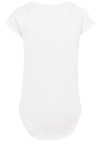 Weißes T-Shirt mit kurzen Ärmeln, rundem Ausschnitt und abgerundetem Saum. Der Stoff wirkt leicht und glatt, ohne sichtbare Muster oder Texturen.