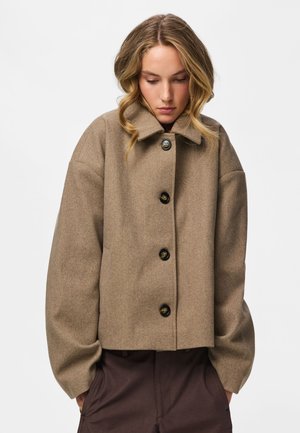 Pieces, PCAYA SHORT COAT NOOS BC - Suvejakk - greige melange