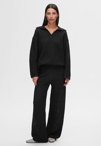 Selected Femme SLFFRIDA STRUCTURE PANTS - Nadrágok - black