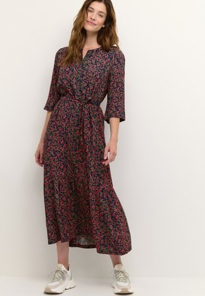 BPLEOINA MIDI DRESS TIE WAIST - Shirt dress - blue brown pink leo print