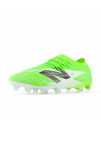 Ciorap de fotbal verde strălucitor cu un superior texturat, accente negre și un design subțire. Dispune de o talpă ușoară cu mai multe cuie pentru aderență.