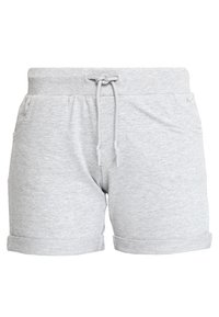 Grå bomullsshorts med dragsko i midjan, upplagda fållar och sidofickor. Mjuk textur med en avslappnad design.