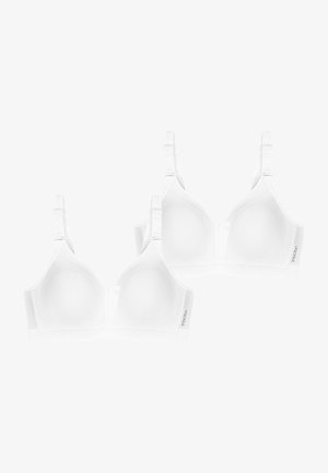 Braletti bianchi in cotone con spalline regolabili, design senza cuciture e texture morbida. Confezione da due, con un logo discreto sulla banda.