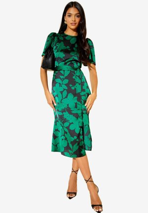 FLUTTER SLEEVE PRINTED MIDI SUMMER  - Vestido informal - dark green floral