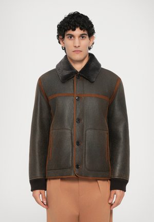 CASUAL FIT JACKET - Lederjacke - dark brown
