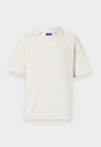 Jack & Jones split neck polo in crochet in white Jack & Jones split neck polo in crochet in white