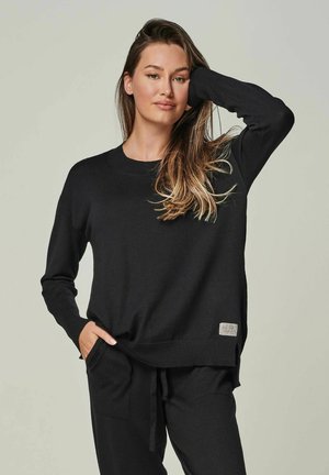 BELLA - MERINO LONG SLEEVE SWEATER WITH ROUND NECK - Jumper - black