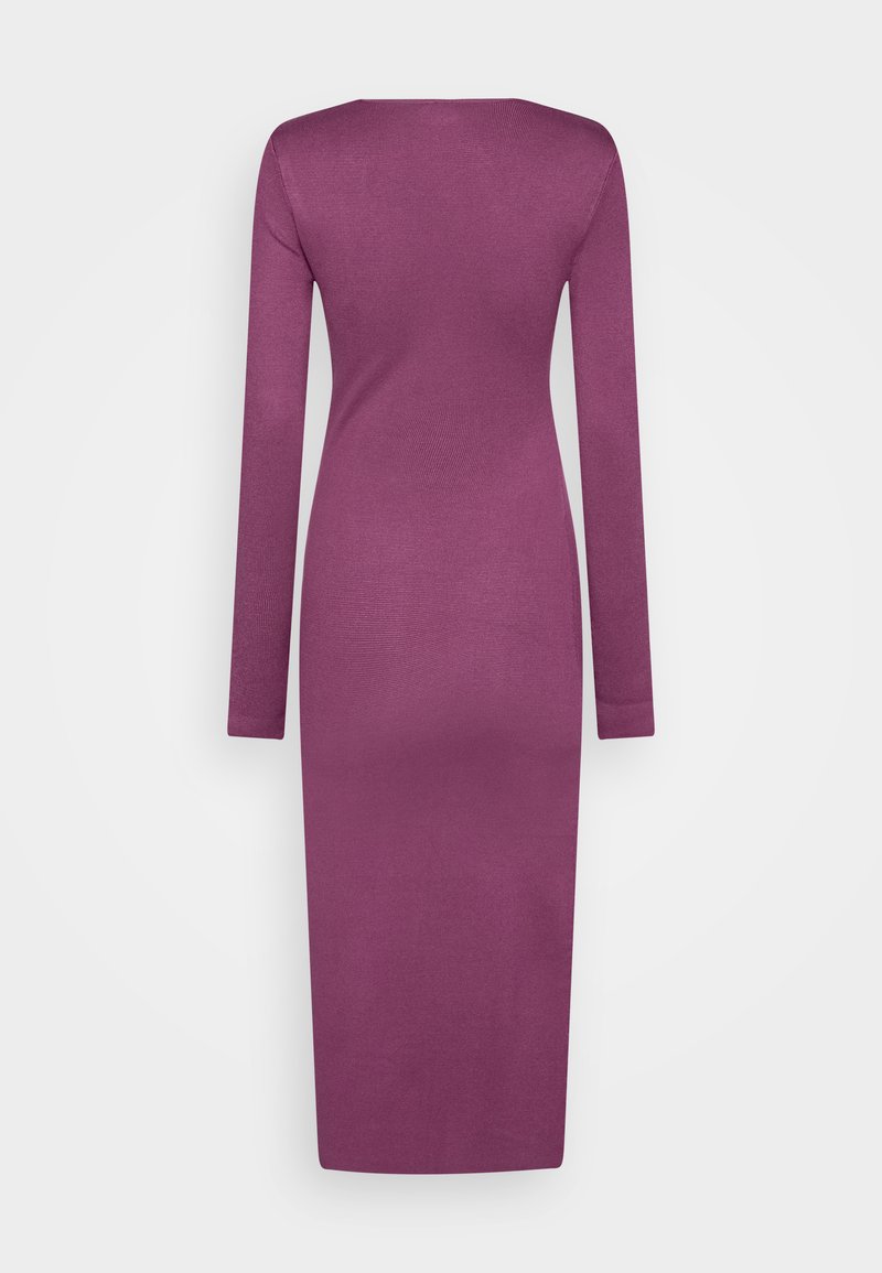 Abercrombie & Fitch PARTY PLUNGE NECK SCULPT MIDI - Pouzdrové šaty - raspberry coulis