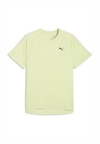 Αθλητική κοντομάνικη μπλούζα σε ανοιχτό κίτρινο χρώμα με στρογγυλή λαιμόκοψη και μικρό μαύρο λογότυπο Puma στο αριστερό στήθος.