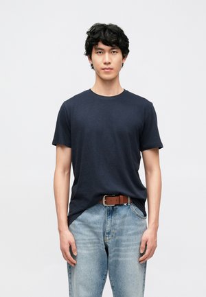 SLHASPEN SLUB  - T-shirt básica - navy blazer