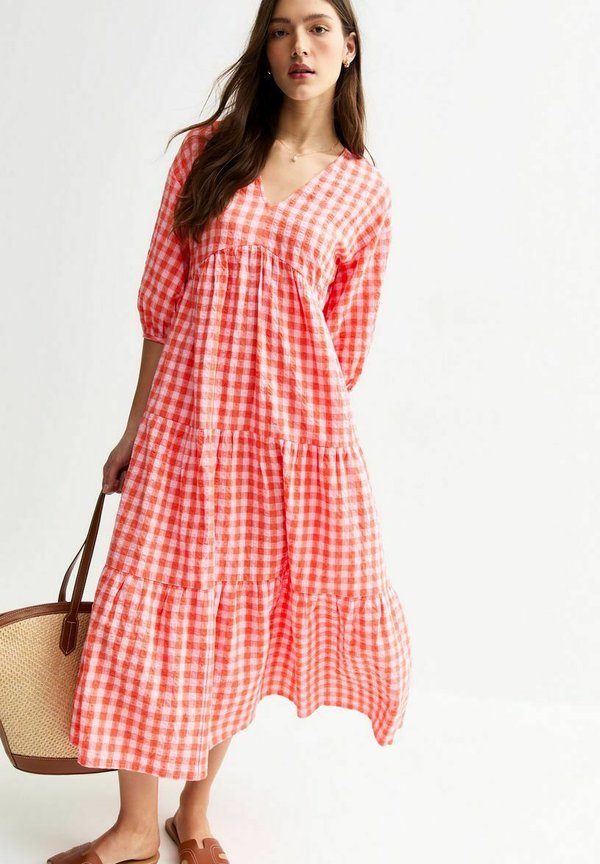 CHECK TIERED MIDI - Freizeitkleid