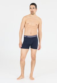 Navy blue men's boxer briefs with "ENDURANCE" logo on the elastic waistband. Features a snug fit and soft cotton material.