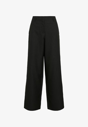 Mustad laia säärega püksid, valmistatud sileda kangaga, omavad kõrget vööd, kahte küljetaskut ja puhtalt viimistletud, kohandatud siluetti.