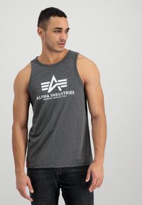 Alpha Industries Top - charcoal heather/white