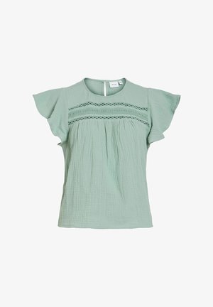VILA, OBERTEIL MIT ANGESCHNITTENEN ÄRMELN VIMULE RUNDHALS - Bluse - blue surf