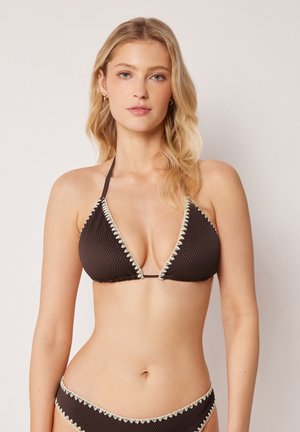 Calzedonia, BICOLOR EMBROIDERY TRIANGLE - Bikinitop - brown