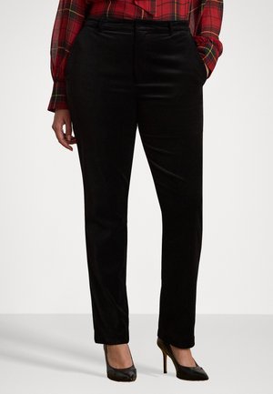 STRETCH VELVET CROPPED PANT - Nohavice - black