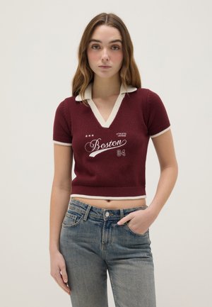 REGULAR FIT COLLAR WITH LETTERING - Poloshirt - claret red