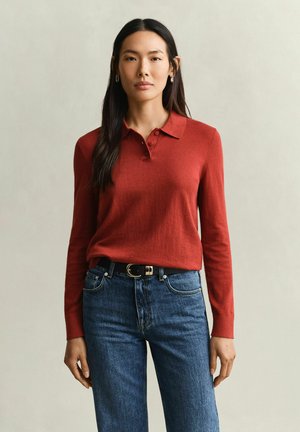 GANT, GANT FINE KNITTED SWEATER - Poloshirt - deep grape wine
