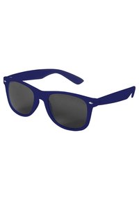 Ochelari de soare din plastic navy cu finisaj mat, lentile întunecate și o formă rectangulară clasică. Prezintă accente metalice mici pe rame.
