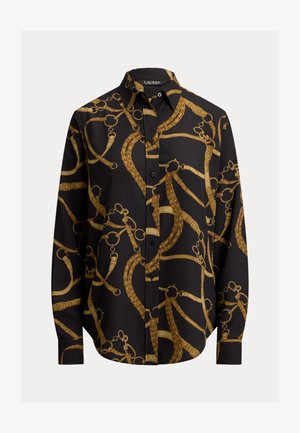 Lauren Ralph Lauren, CLASSIC FIT BELTING-PRINT CREPE SHIRT - Nööpidega pluus - black/tan