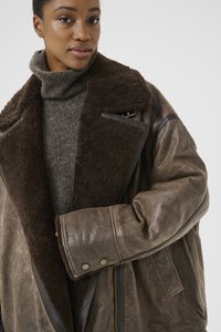 Gestuz SHEARLY JACKET - Usnjena jakna - dark brown vintage