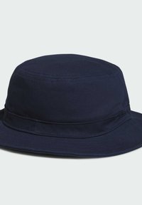 Marine blauwe bucket hat van katoen met een ronde kroon, brede rand, gestikte details en geen zichtbare hardware of accenten.