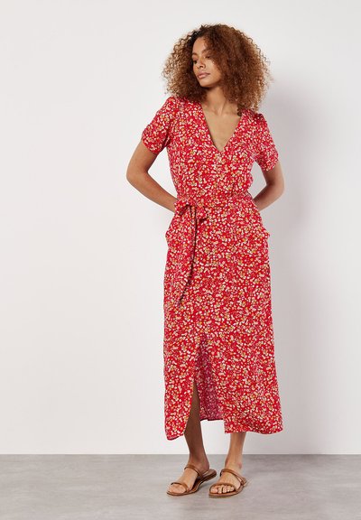 Robe De Maternité Rouge Fleurie Jojo Maman Bébé – Style Plage été, Taille 8, Genou