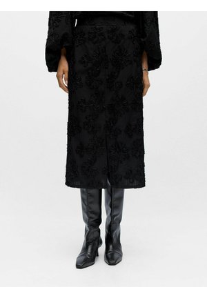 MIDI GEBLÜMTER - Gonna a tubino - black